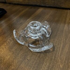 Duncan & Miller Vintage Clear Flower Crystal Taper Candlestick Holder 4x2